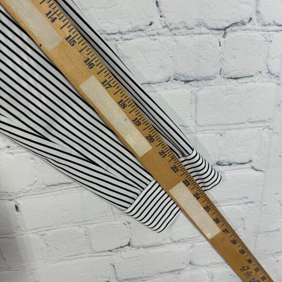 Express Portofino Slim Button Shirt Women Small Striped Roll Tab Sleeve Preppy - Picture 10 of 12